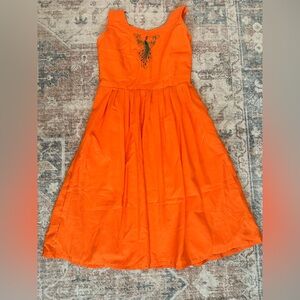 Hand Made Orange Peacock Dress